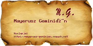 Mayerusz Geminián névjegykártya